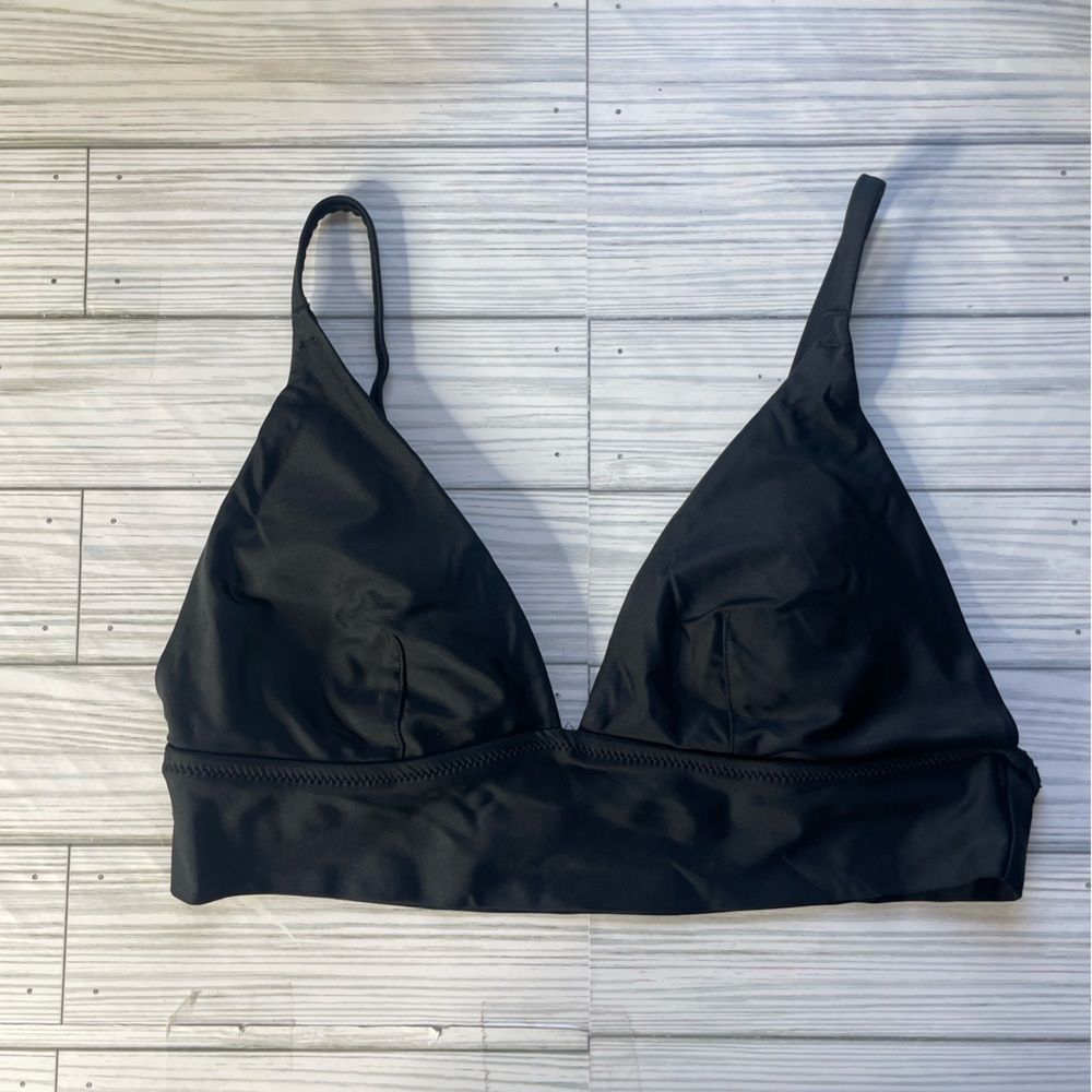 Aerie Black Longline Triangle bikini swim top size medium